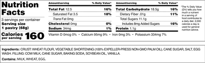 Hillos Nutritional Fact coyotas Dulce de leche